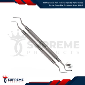 RDM Dental Mini Hollow Handle Periodontal Probe Bone File Stainless Steel #1 & 2 - Picture 1 of 3