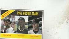 FREE SHIPPING-MINT-1991 #20 GIANTS DECKER HOSEY LEONARD BASEBALL CARD MAGAZINE