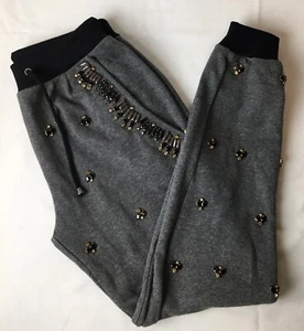 ANTHROPOLOGIE Hemant & Nandita Size XS Jeweled Gray Cotton Sweatpants 30" x 28" - Picture 1 of 12