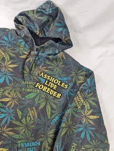 Asssholes Live Forever Heavy Embroidery Pullover Marijuana Print Sweatshirt Med - Bild 1 von 8