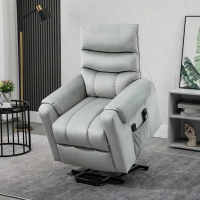 HOMCOM Electric Power Lift Recliner Vibration Massage Upholstered Reclining Chair Grey