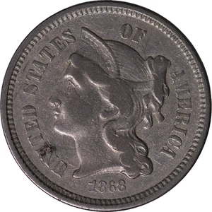 1868 Three Cent Nickel ~ Fine Details - Picture 1 of 2