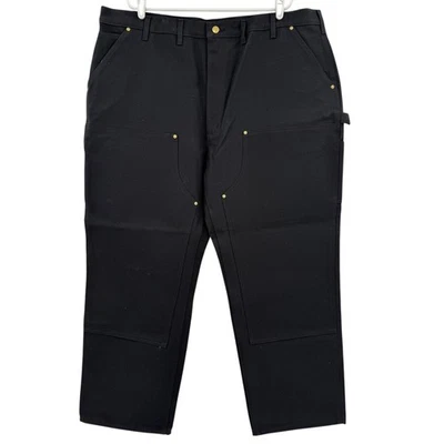 Pantalones de trabajo Carhartt para hombre holgados firmes pato doble frente negros utilitarios 46x30 Foto 1 de 4