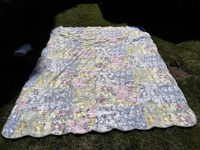 被子和2 Shams拼布粉色/灰色花卉刺绣格陵兰家居时尚 — 第 1/4 张图片