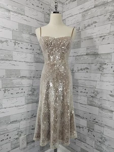 Dress the Population Antonia Sequin Midi Dress Womens XXsmall Beige - Picture 1 of 11