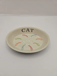 Fidos Diner Gres Comida para Gatos Tazón Ovalado Plato Blanco y Negro con Pescado 6.5” X 4.75” - Imagen 1 de 7