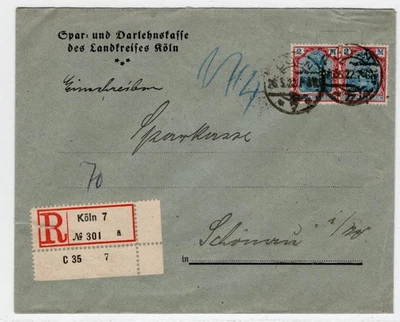 DR 1922 Sparkassenumschlag m. Firmenlochung Perfin + E.-Zettel aus Bogenecke - Bild 1 von 3