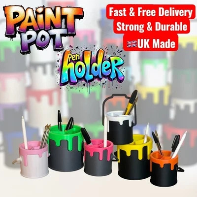 Dripping paint pot tin desk organiser Office pen pencil storage - Image 1 of 4