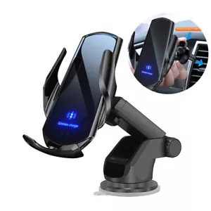 15W Wireless Charger Car Phone Holder For iPhone 13 Pro 12 XS Samsung S21 S20 - Picture 1 of 14