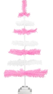 48'' Pink & White Tinsel Tree Valentine's Day Holiday Tree 4FT Table-Top Decor - Picture 1 of 4
