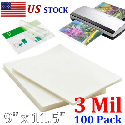 Пластиковые пакеты для термического ламинирования 3 мил 9x11,5 дюйма размер Letter упаковка 100 шт. - Изображение 1 из 4