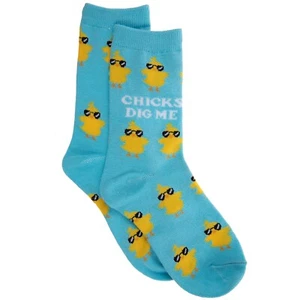 Boys Easter Crew Socks Chicks Dig Me 9-3 aqua blue easter basket dress up - Picture 1 of 1
