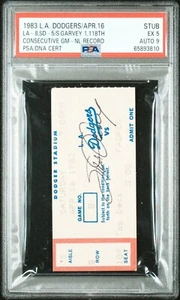 STEVE GARVEY SIGNED 1118TH CONSECUTIVE GAME STREAK TICKET 1983 NL RECORD PSA 5/9 - Picture 1 of 10