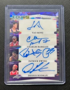 2025 Leaf Signature Series Yao Ming Barkley Ewing Rodman Quad 1/1 Auto Purple - Picture 1 of 2