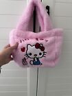 Hello Kitty Fluffy Tote Bags With Zip For Teenage Girls, Young Ladies
