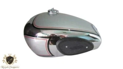 FIT FOR NORTON ES2 CHROME AND SILVER PAINTED PETROL TANK WITH KNEE PAD+TAP+CAP - Изображение 1 из 4
