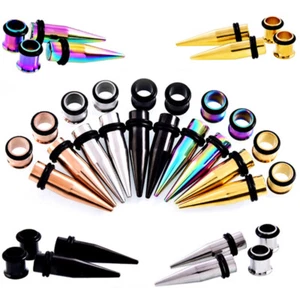 4X Steel O-ring Flared Flesh Tunnel Ear Plug Taper Stretcher Stretching Kit Set - Picture 1 of 15