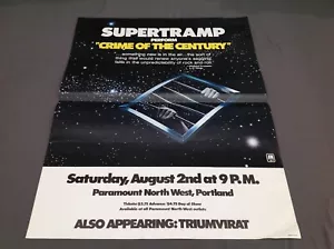 1975 Supertramp Perform Crime Of The Century Paramount North West Concert Poster - Picture 1 of 10