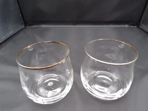 2 copas de vino vintage sin tallo borde dorado transparente 12 oz tamaño versátil multiuso D25 - Imagen 1 de 6