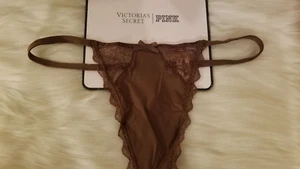 VICTORIA'S SECRET DREAM ANGELS SMOOTH LACE TRIM THONG PANTY LARGE BROWN MOUSSE - Picture 1 of 13