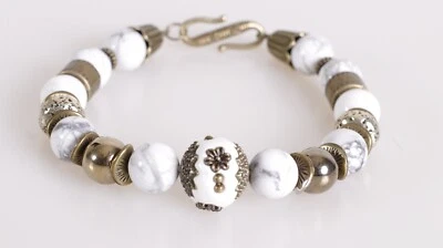 Pulsera piedras Naturales Turquesa Blanca Y Negra Retro Elegante Regalo Hombres  Foto 1 de 4