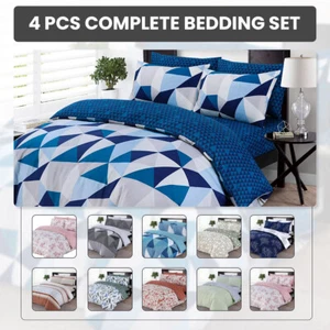 4 Piece Complete Bedding Set Duvet Cover Set With Fitted Bed Sheet & Pillowcases - Picture 1 of 71