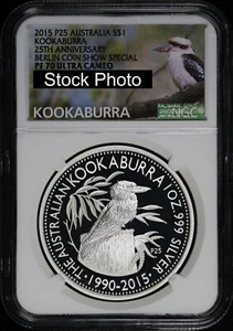 2015 P25 Australia $1 Silver Berlin Coin Show 25th Anniv. Kookaburra NGC PF-70UC - Picture 1 of 2