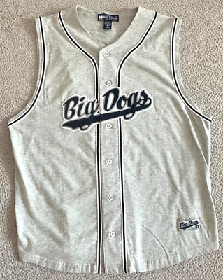 Big Dogs Mens Jersey XXL Button Front Sleeveless Grey Baseball - Image 1 of 4
