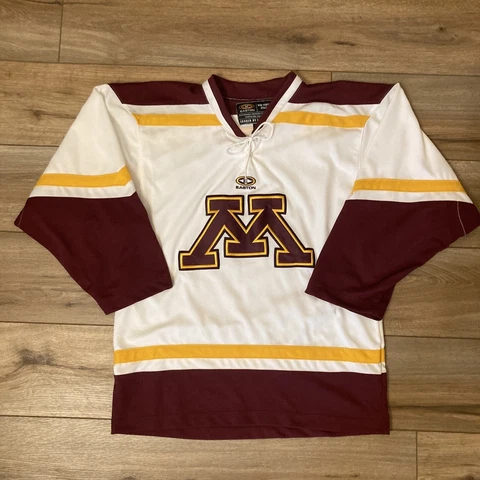 Minnesota Golden Gophers Easton Sewn White Maroon Gold Hockey Jersey Men's S Cover