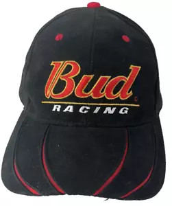 Budweiser 2002 Racing NASCAR Hat Cap Black Red Adjustable Strap curved bill - Picture 1 of 7