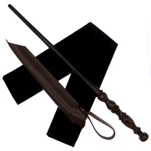 15" Hand Turned TimeTurner Teak Wood Magic Witches Wand Set w/Holster Velvet Bag - Picture 1 of 5