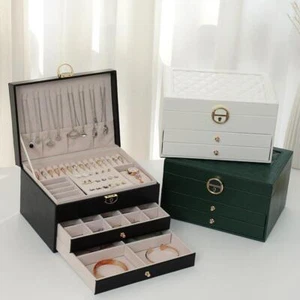 Große Schmuck Aufbewahrungsbox mehrlagiger Organizer für Juwelier Halskette Ohrring - Bild 1 von 18