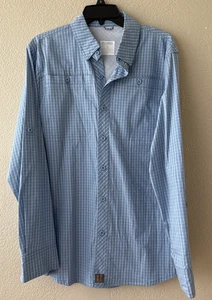 Reel legends Fishing Long Sleeve casual Plaid Lt Blue, Men's shirt NWT Size S SM - Foto 1 di 8