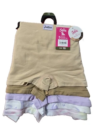 Camiseta interior corta Justice Girls "Colección Sombras", paquete de 5, talla 14, 16 Foto 1 de 3