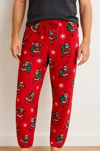 Fruit Of The Loom Men’s Christmas Pajama Pants 2XL (44-46) Red Grinch Santa - Picture 1 of 3