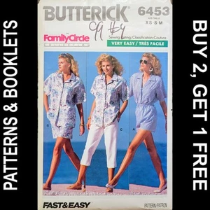 Camisa/Pantalones Cortos/Pantalones De Colección Family Circle Butterick Patrón #6453 Talla XS-S-M SIN CORTAR - Imagen 1 de 7