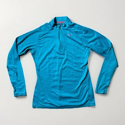 Top Mizuno 1/4 Cremallera Mujer’s L Azul Rosa Pullover Rendimiento Manga Larga Atleta Foto 1 de 4