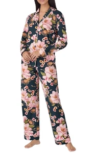 Neu Lucky Room Service Damen Pyjama Set mit Schalkragen Small S rosa geblümt - Bild 1 von 6