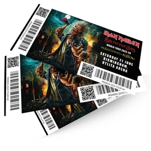 IRON MAIDEN 2025 UK TOUR SOUVENIR STUB TICKET REPLICA FOR IRON MAIDEN ROCK FAN - Foto 1 di 8
