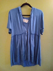 Felpa con cappuccio donna Evy's Tree taglia L The Sophie zip lusso blu burrosa morbida - Foto 1 di 3