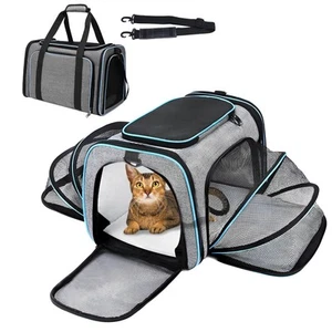 Cat Dog Carrier Airline Approved, 2 Sides Expandable Portable Foldable Soft S... - Picture 1 of 7