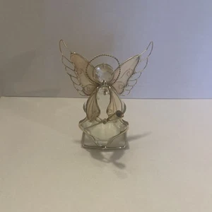 Glass Capsiz Angel Votive Candle Holder Holding A Musical Instrument Vtg. MCM - Picture 1 of 7