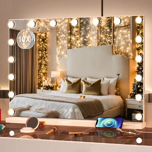 Hollywood Schminkspiegel Tischspiegel mit 17 LED Beleuchtung USB Farbe Dimmbar - Bild 1 von 19
