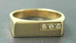 1.00Ct Round Lab-Created Diamond Engagement Men’s Ring 14K Yellow Gold Plated - Picture 1 of 4
