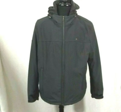 Tommy Hilfiger Gray hooded full zipper long lined coat size L - Image 1 of 4