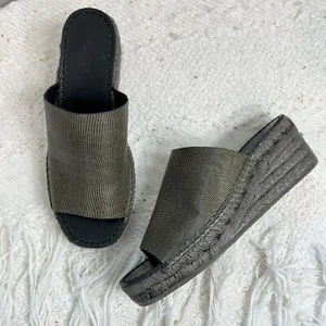 Rag & Bone VIV Sandals Green Snake Print Leather Open Toe Wedge Espadrille 6 NEW - Picture 1 of 8