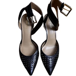 Nine West Women's Leather Shoes Size 8.5 Nine West Ankle Tie Pumps Black NEW! - Picture 1 of 2