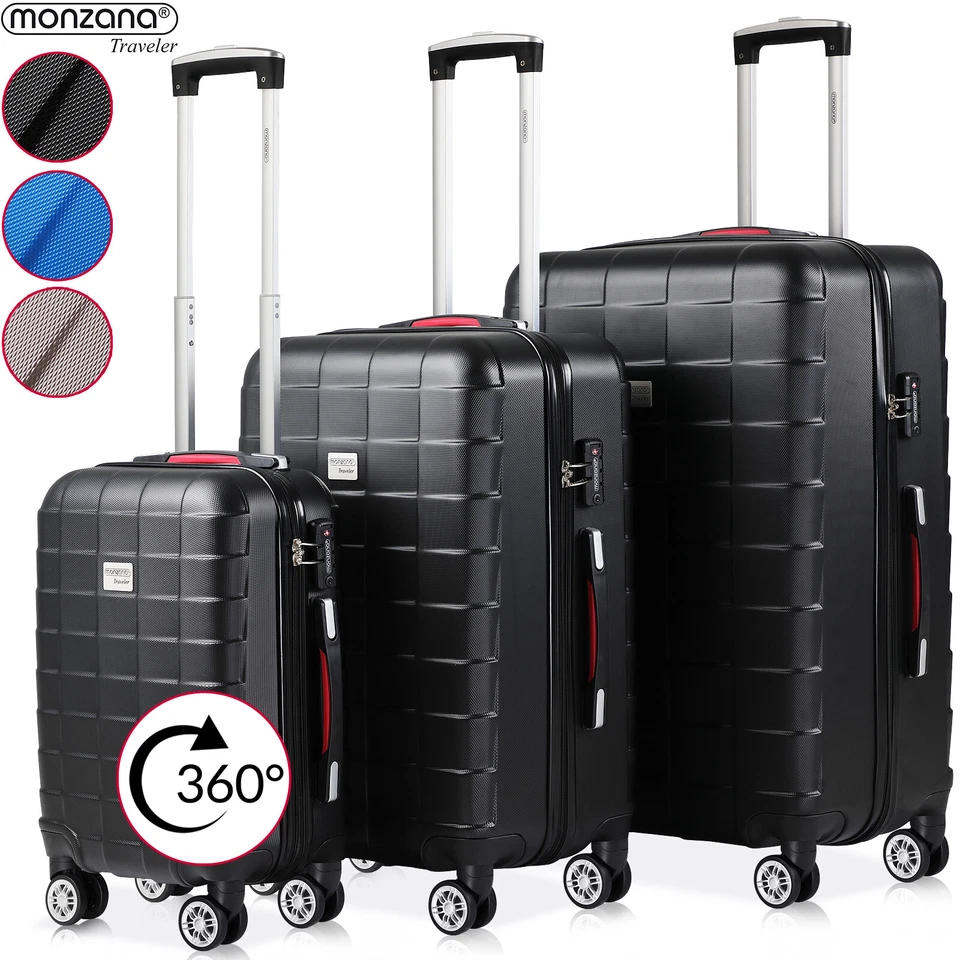 Monzana® Kofferset 3tlg Trolley Reisekoffer Hartschale M L XL Koffer Rollen Case