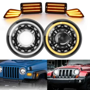 AUXBEAM 7" Led Headlights DRL Side Marker Turn Lamp For Jeep Wrangler TJ 97-06 - Picture 1 of 12
