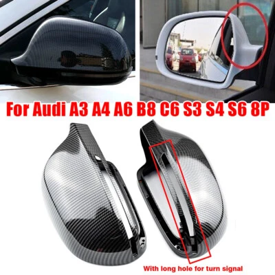 Para Audi A3 A4 S3 S4 B8 2008-2011 Par de Tampa de Espelho de Carro Clip-on de Fibra de Carbono - Imagem 1 de 4